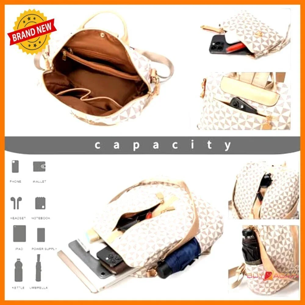 Convertible PVC Backpack Purse with Wallet, Travel Shoulder Bag for Women